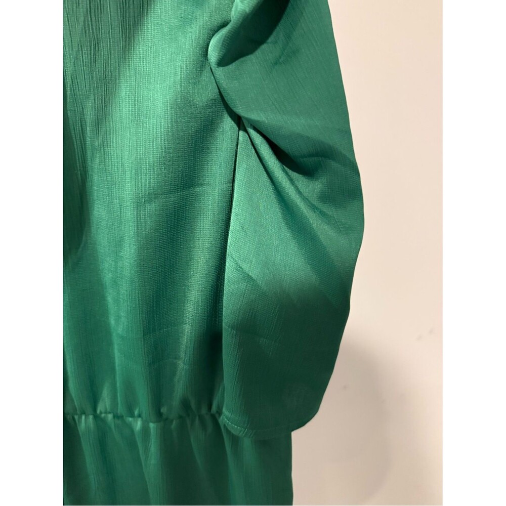 Emerald Green Wrap-Front Peplum Blouse - Picture 4 of 7
